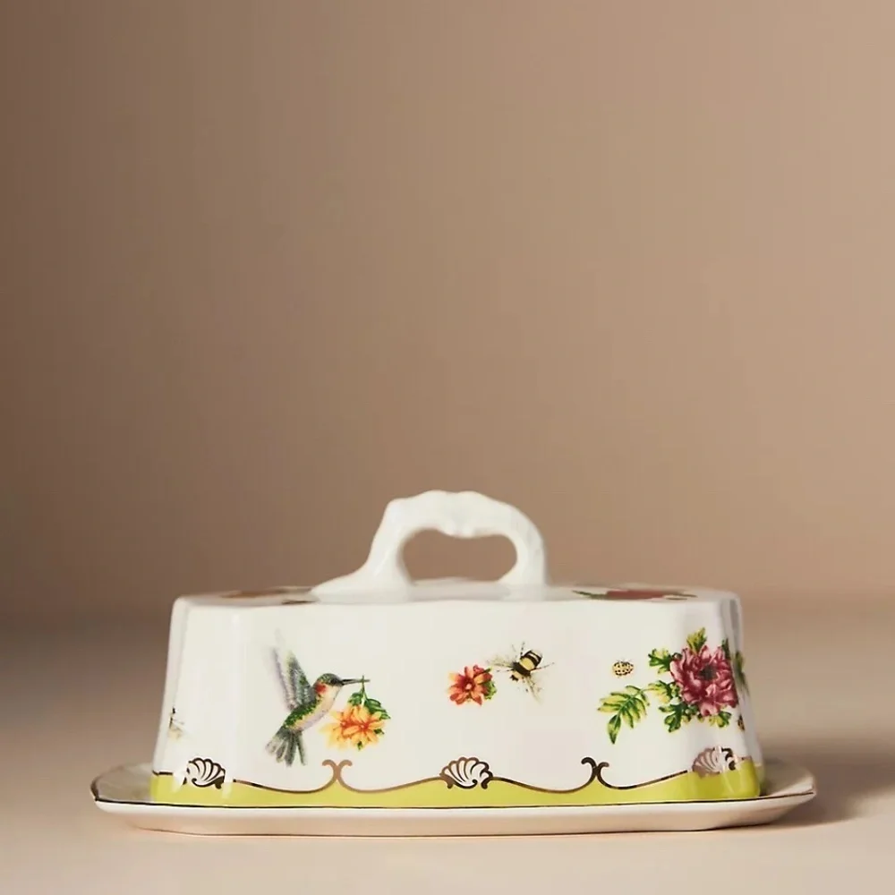 NWT Anthropologie Lou Rota Nature Butter Dish Hummingbird